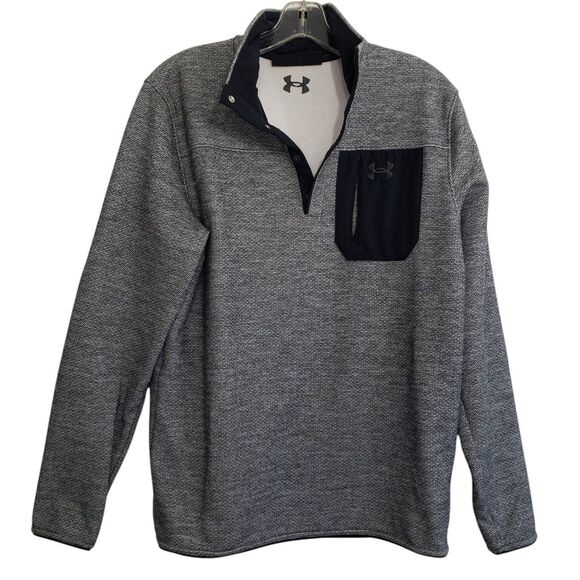 Under Armour Men's Quarter Zip Loose Fit Grey and Black Pullover, Size Medium - Picture 1 of 8